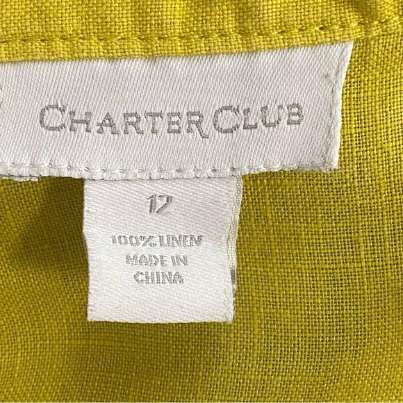 Women’s Charter Club Yellow 100% Linen Tunic Button Up Lagenlook Top Size 12 - Picture 6 of 7
